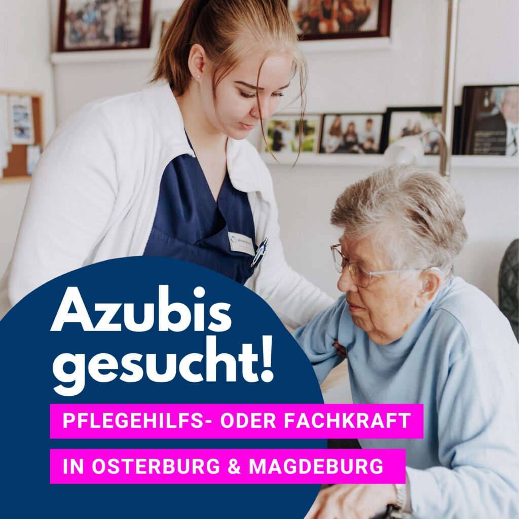 Junge Pflegekräfte in der Ausbildung bei der Betreuung von Bewohnerinnen und Bewohnern.